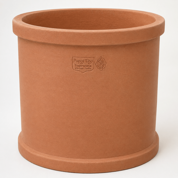 Cilindro liscio con bordi – Cylindrischer Pflanztopf aus Impruneta-Terracotta